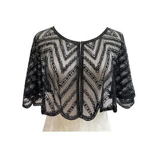 5932 Plus Size Lace Beaded Cape For Women, Shawl Wraps For Evening Dresses
